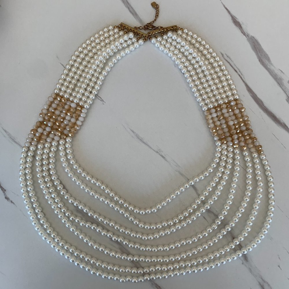 Vintage Pearl Multi-Strand Statement Necklace